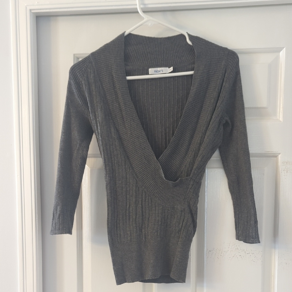 Ricki's Deep Gray V-Neck Sweater